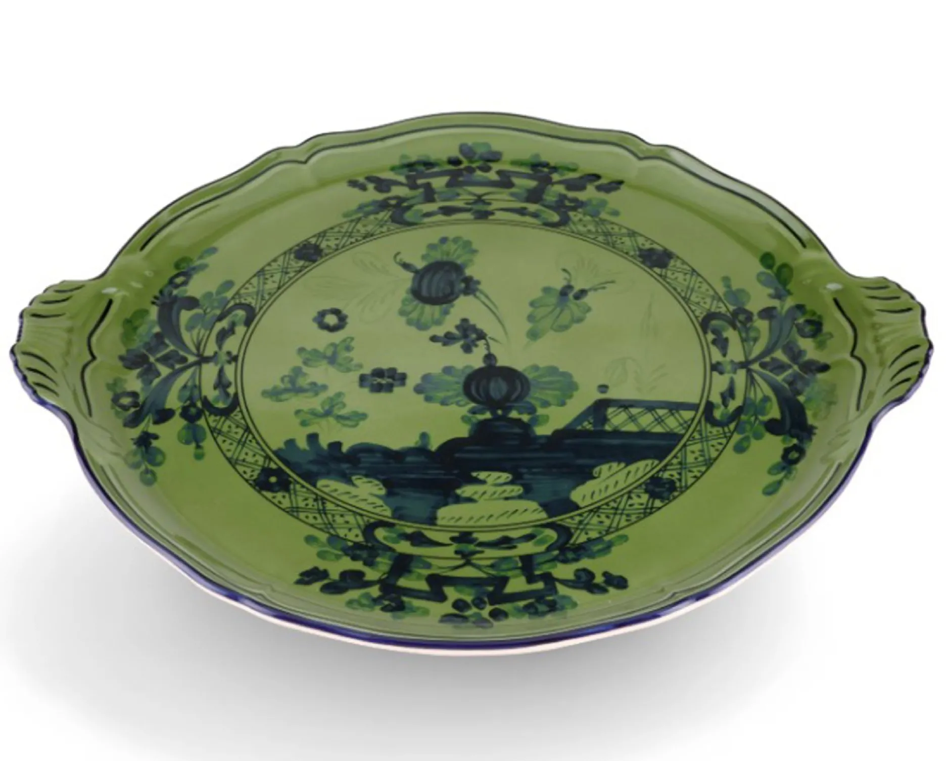 Piatto torta oriente italiano malachite porcellana Richard ginori
