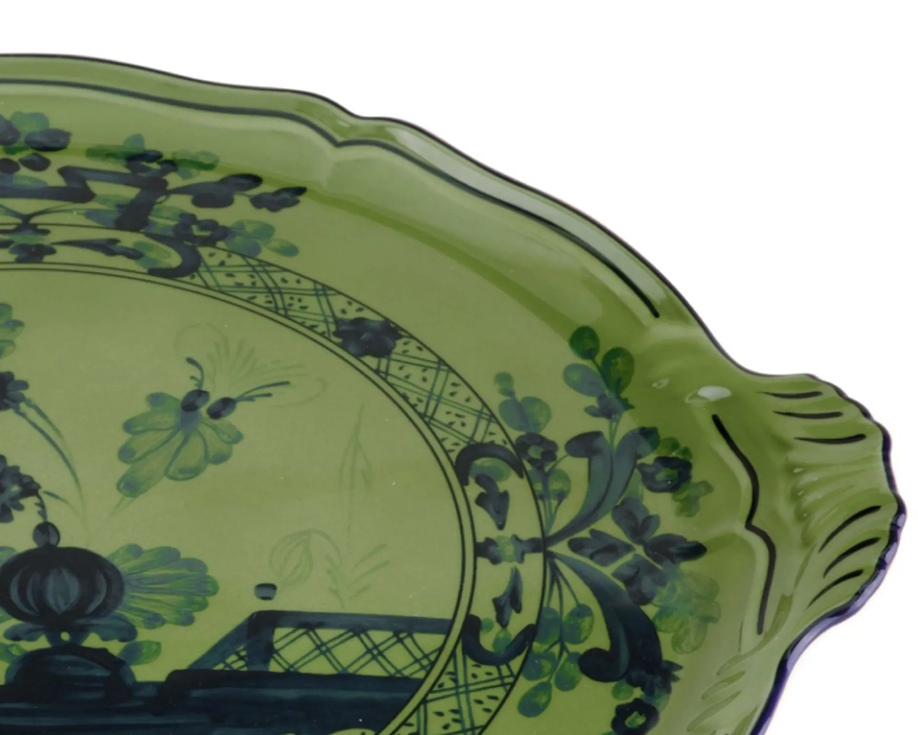Piatto torta oriente italiano malachite porcellana Richard ginori
