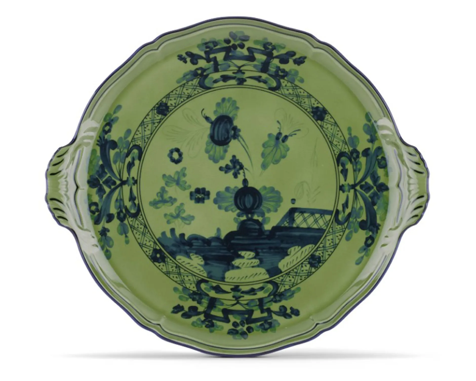 Piatto torta oriente italiano malachite porcellana Richard ginori