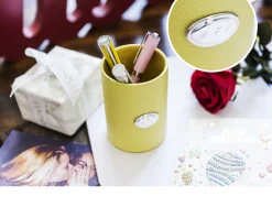 Portapenne table pelle giallo Selezione zanolli