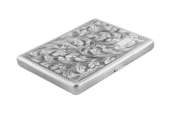 Portasigarette argento con incisione floreale Selezione zanolli