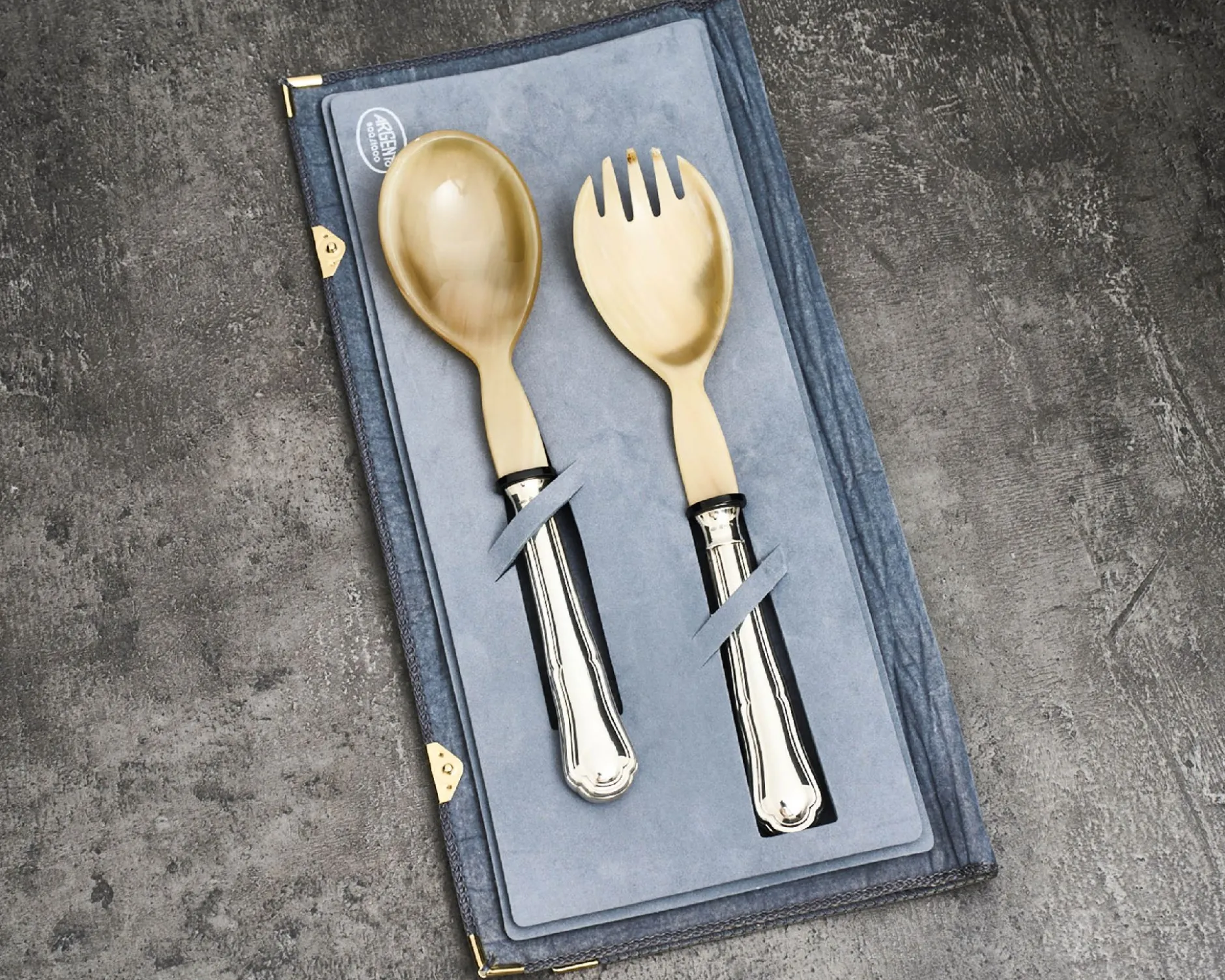 Posate insalata argento 2 pezzi in stile barocchino usato ricondizionato Zanolli vintage