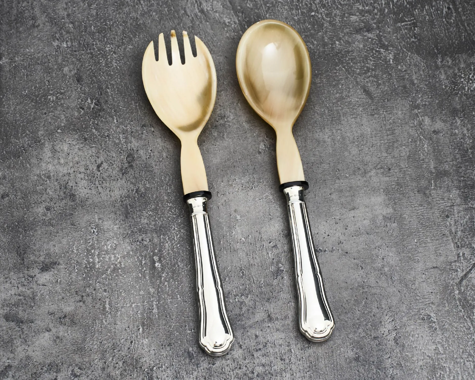 Posate insalata argento 2 pezzi in stile barocchino usato ricondizionato Zanolli vintage