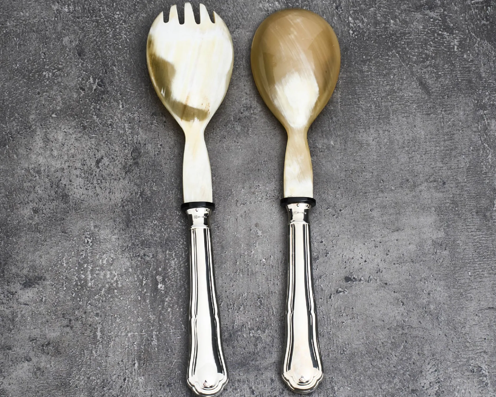 Posate insalata argento 2 pezzi in stile barocchino usato ricondizionato Zanolli vintage