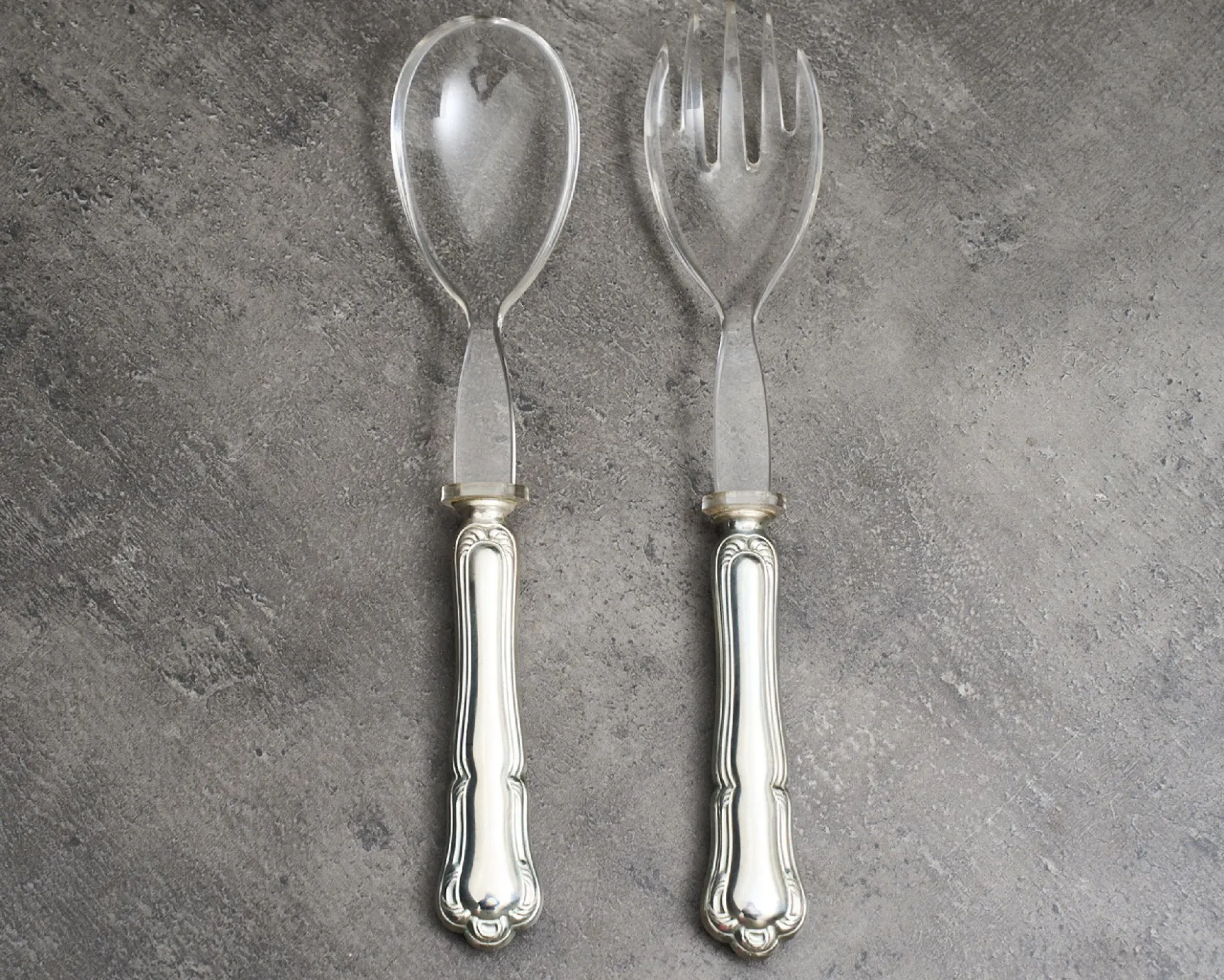 Posate insalata argento 2 pezzi in stile barocchino usato ricondizionato Zanolli vintage