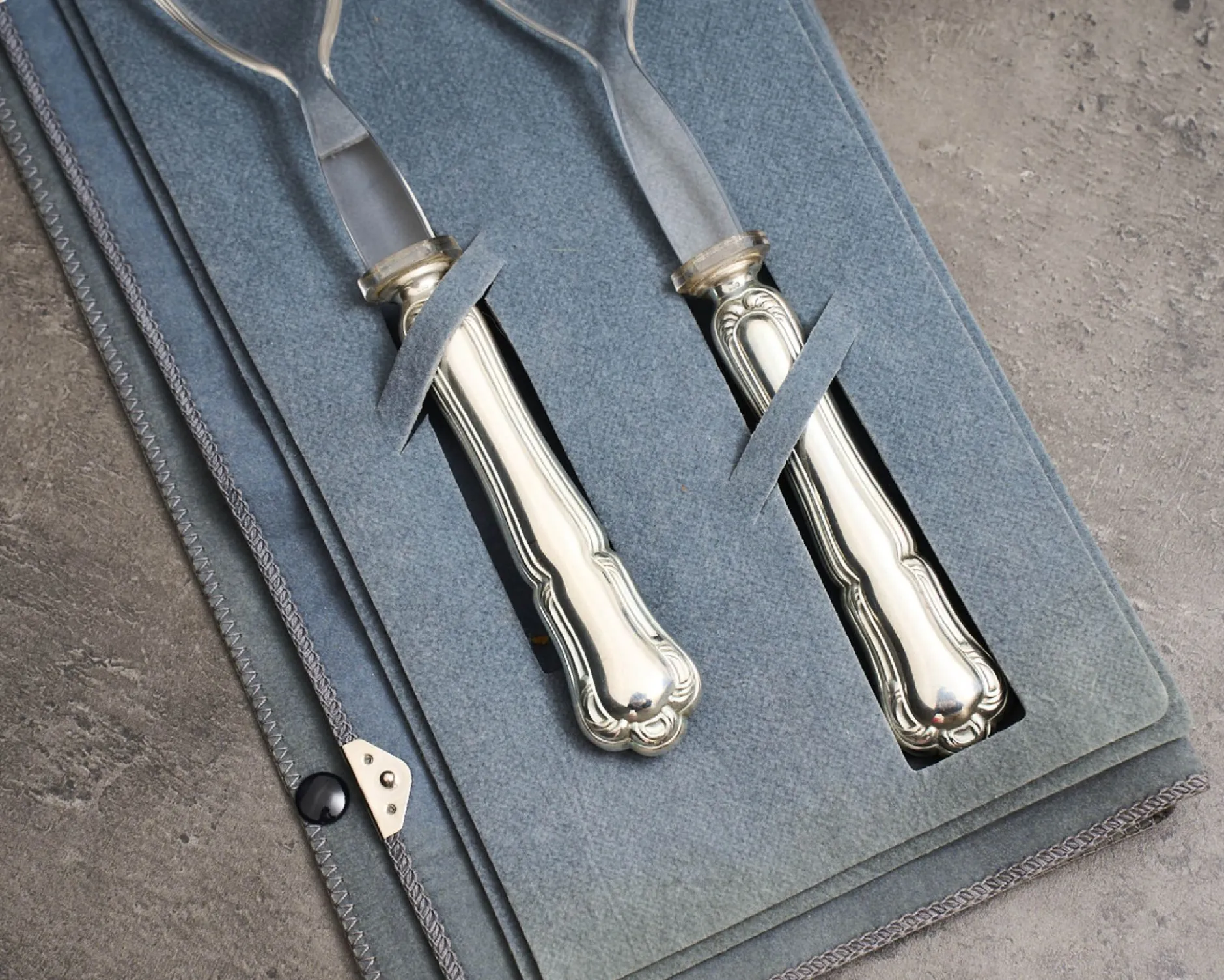 Posate insalata argento 2 pezzi in stile barocchino usato ricondizionato Zanolli vintage