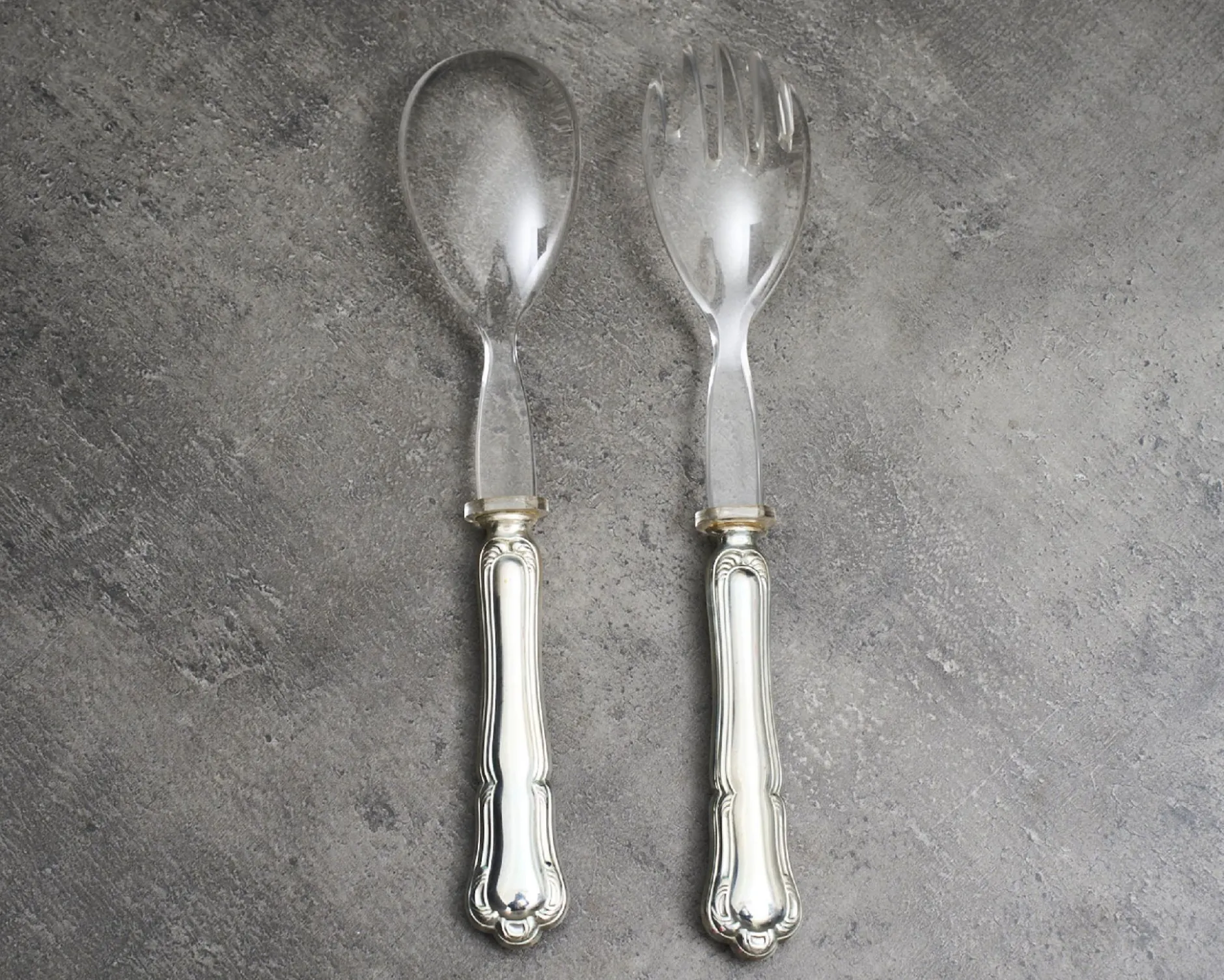 Posate insalata argento 2 pezzi in stile barocchino usato ricondizionato Zanolli vintage