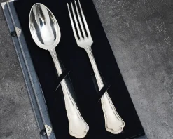 Posate legumi argento 2 pezzi in stile barocchino usato ricondizionato Zanolli vintage