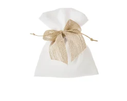 Sacchetto portaconfetti bianco con fiocco naturale Selezione zanolli