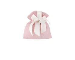 Sacchetto portaconfetti di lino rosa con fiocco bianco Selezione zanolli