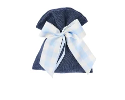 Sacchetto portaconfetti jeans con fiocco quadri azzurro bianchi Selezione zanolli