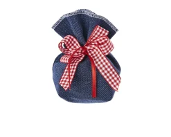 Sacchetto portaconfetti jeans con fiocco quadri rossi e bianchi Selezione zanolli