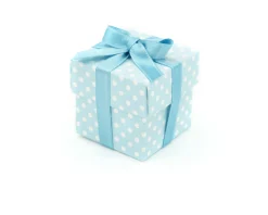 Scatola per bomboniera dots celeste con coperchio e confetti Selezione zanolli