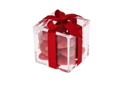 Scatolina in plexiglass con confetti rossi e nastro rosso Selezione zanolli