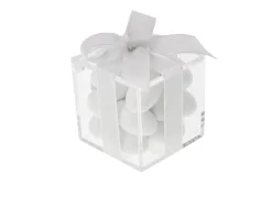 Scatolina in plexiglass con tenerezze bianche e nastro bianco Selezione zanolli