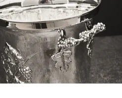 Secchio spumante argento con decori e manici uva usato ricondizionato Zanolli vintage