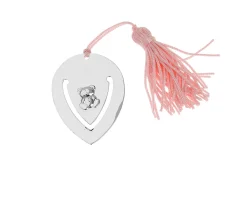 Segnalibro argento con orsetto e nappina rosa Selezione zanolli