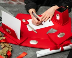 Set ufficio argento bilaminato 5 pezzi rosso Selezione zanolli