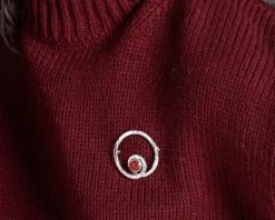Spilla tonda origine argento con corniola Selezione zanolli