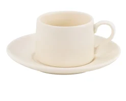 Tazza caffè con piattino levante porcellana avorio Zafferano
