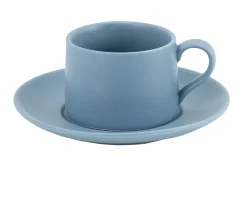 Tazza caffè con piattino levante porcellana blu avio Zafferano