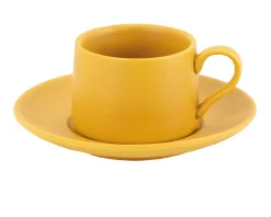 Tazza caffè con piattino levante porcellana ocra Zafferano
