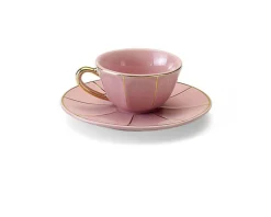 Tazza caffè la tavola scomposta porcellana con piattino rosa Bitossi home