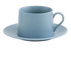 Tazza the con piattino levante porcellana blu avio Zafferano