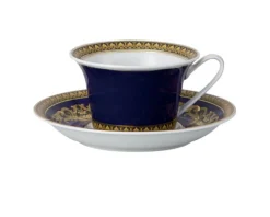 Tazza the medusa blue porcellana con piattino Versace