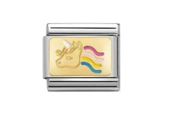 Unicorno composable acciaio oro e smalto Nomination