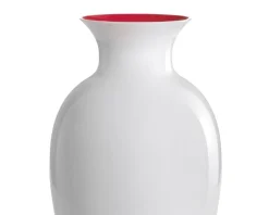 Vaso antares vetro di murano grande latte/rosso Nasonmoretti