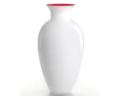 Vaso antares vetro di murano medio latte/rosso Nasonmoretti