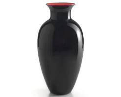 Vaso antares vetro di murano medio nero/rosso Nasonmoretti