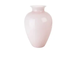 Vaso labuan vetro di murano colore rosa cipria e lattimo Venini