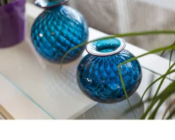 Vaso monofiore balloton vetro di murano orizzonte con filo rosso Venini