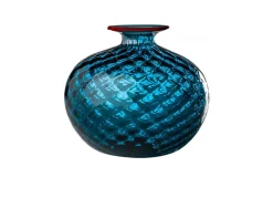 Vaso monofiore balloton vetro di murano orizzonte con filo rosso Venini