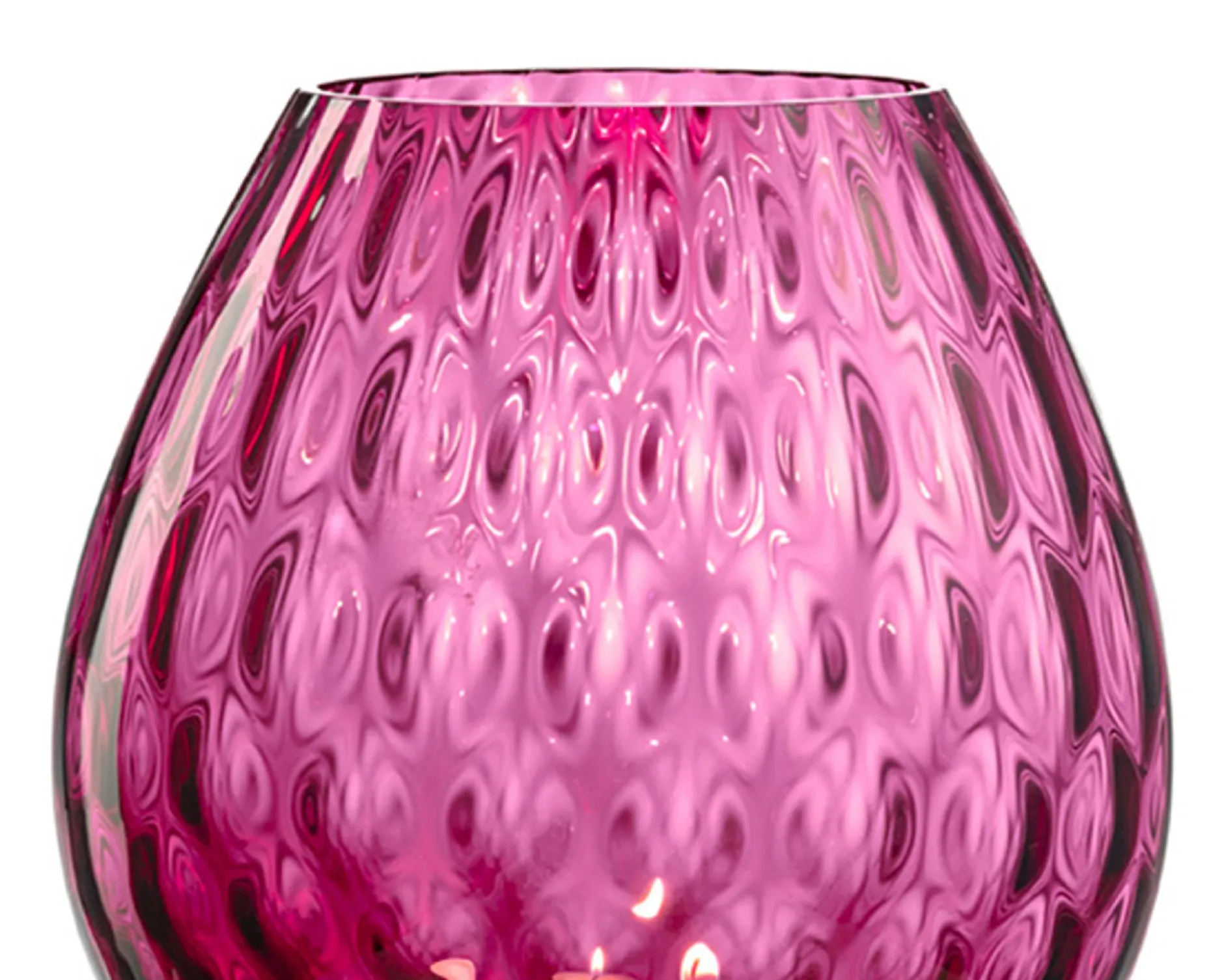 Vaso portacandela macramè l vetro di murano rubino Nasonmoretti