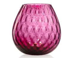 Vaso portacandela macramè l vetro di murano rubino Nasonmoretti