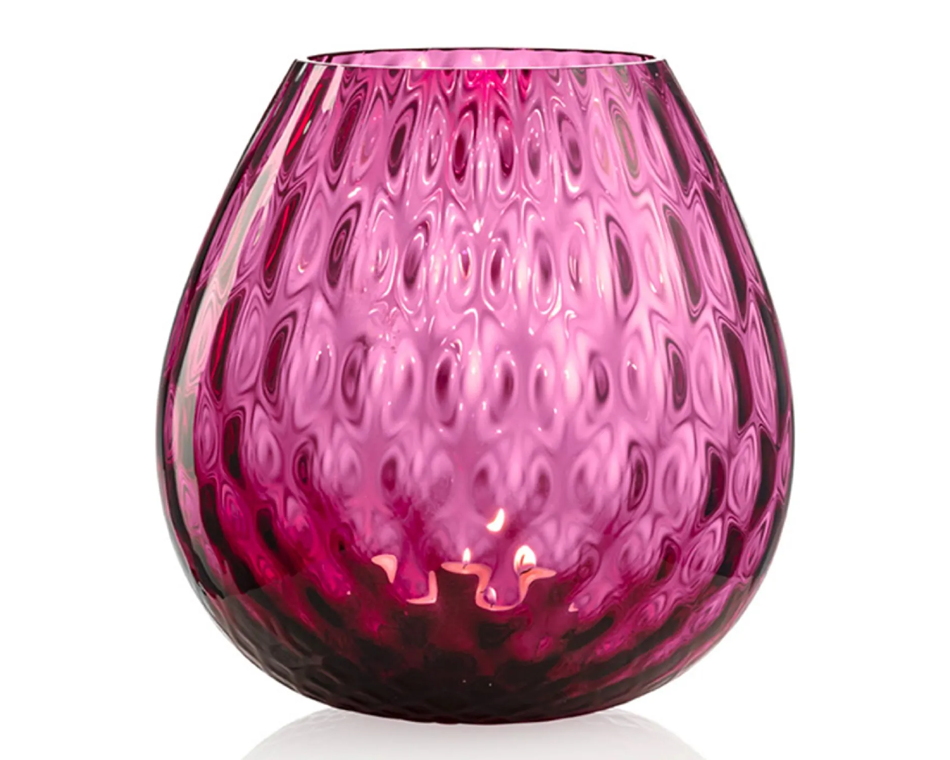 Vaso portacandela macramè l vetro di murano rubino Nasonmoretti
