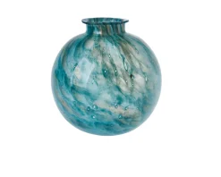 Vaso sfera verde cromo Murrina murano venezia