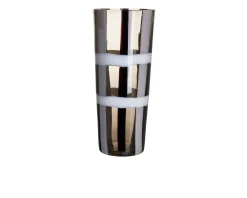 Vaso troncocono vetro di murano latte nero grigio Carlo moretti