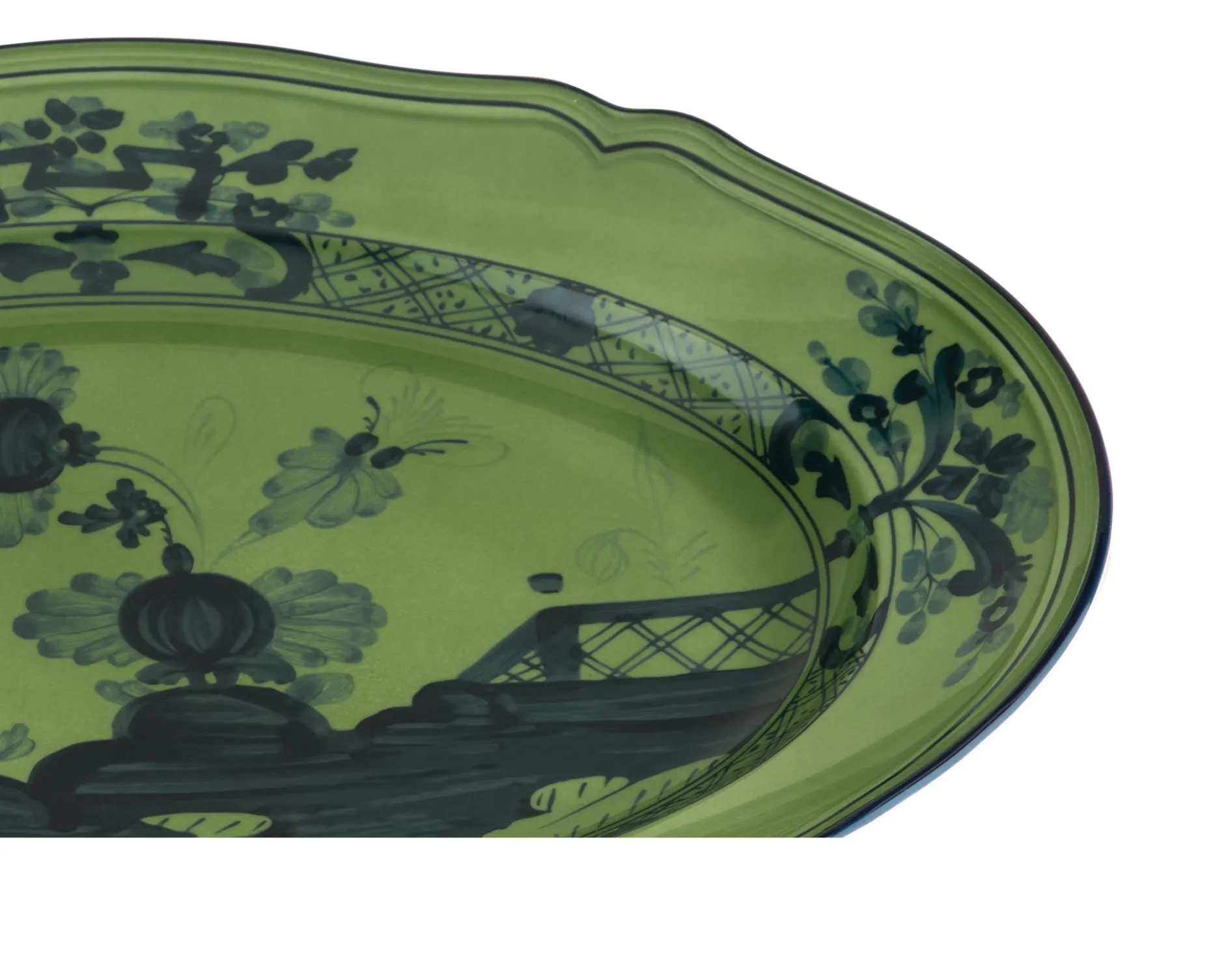 Vassoio ovale oriente italiano malachite porcellana Richard ginori