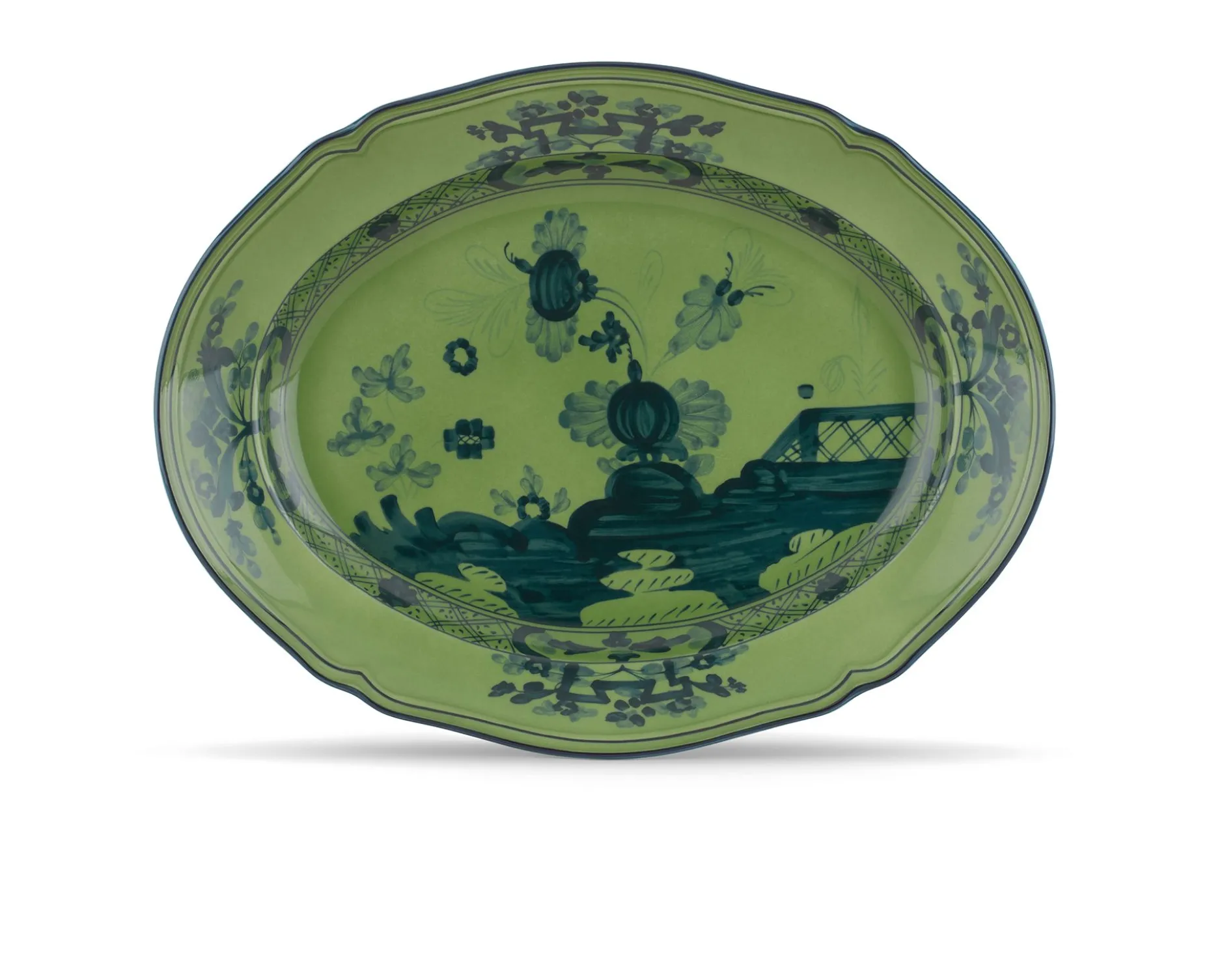 Vassoio ovale oriente italiano malachite porcellana Richard ginori