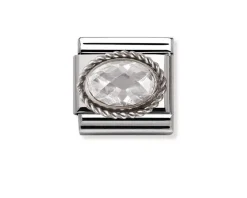 Zircone bianco composable acciaio argento e zirconi Nomination