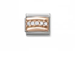 Zircone bianco composable acciaio oro rosa 375 e zirconi Nomination