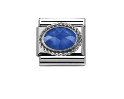 Zircone blu composable acciaio argento e zirconi Nomination