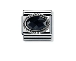 Zircone nero composable acciaio argento e zirconi Nomination
