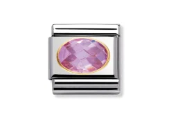 Zircone rosa composable acciaio e oro Nomination